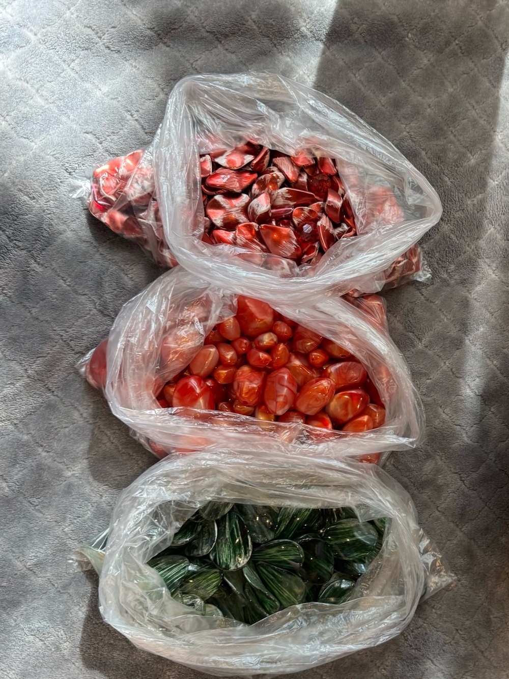 Bulk of big beads in Red and Green colors for crafts